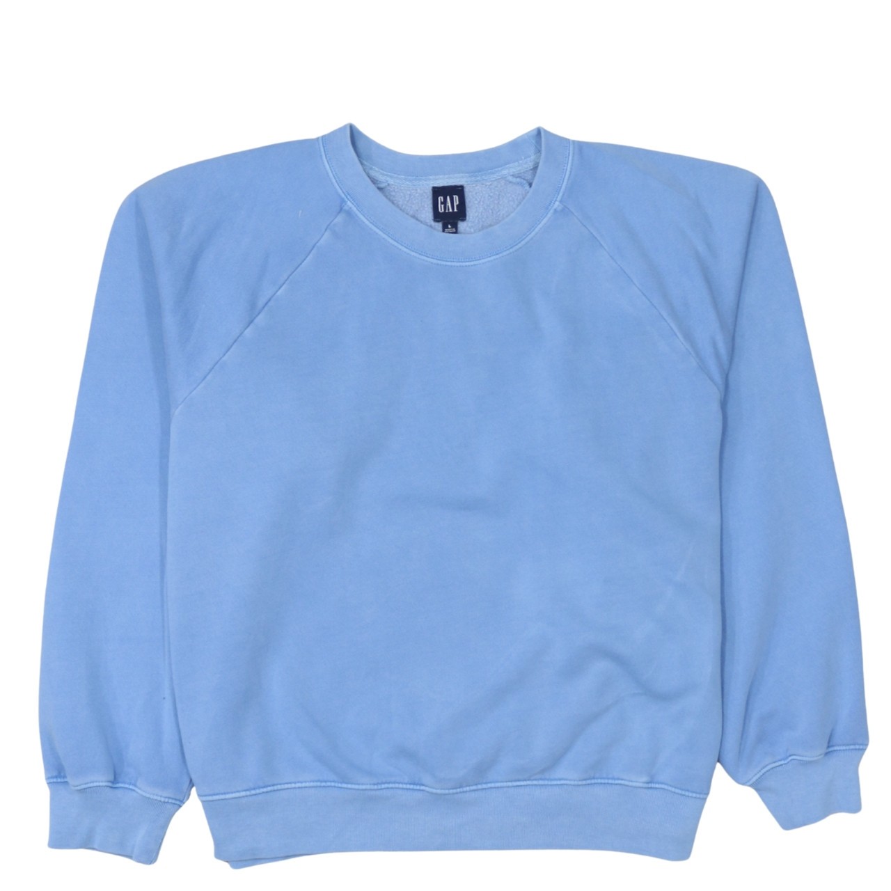 Gap Mens Sweatshirt Light Blue Fleece Raglan Crew Neck Pullover Classic Top L