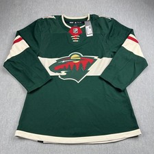 Adidas Minnesota Wild Hockey Jersey Sz 46 Authentic Patch Logo Fight Strap $230