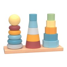 GIODICART Spiel der bunten T rme mit Bl cken zum Stapeln, weiche Farben