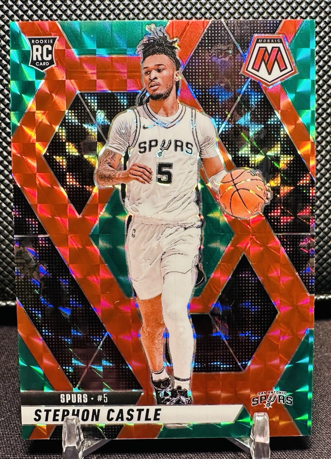 2024-25 Mosaic Stephon Castle RC Choice Red & Green Rookie #236 Spurs