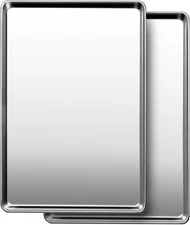 Commercial Quality Baking Sheet Pan Set, 2 baking pans (18 in), Silver 