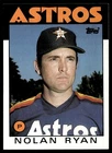 1986 Topps Baseball Card Nolan Ryan Houston Astros #100 NM