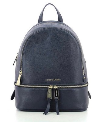 Michael Kors Rhea Medium Leder Rucksack Dunkelblau Leather Backpack Like New