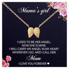 Ralukiia Angel Wings Memorial Necklace, Sympathy Gift for Loss Medium, gold