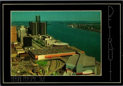 Vintage Detroit Aerial Perspective Postcard