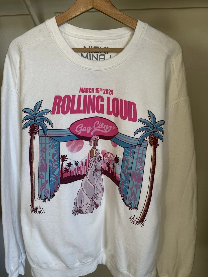 Moletom oficial Nicki Minaj Rolling Loud XL rosa sexta-feira 2 turnê mordaça cidade  - Imagem 2 de 4