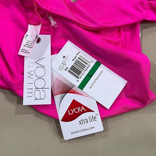 Voda Swim Women's Side Shirred Hipster Swimsuit Bottom Size L in Bright Pink - Picture 5 of 5