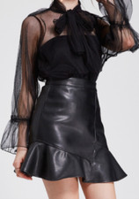 Gonna corta donna 100% pura pelle di agnello elegante plissettata sexy gonna ...