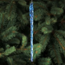 6" BLUE Glass Icicles - 36 Quantity - Christmas Holiday Ornaments