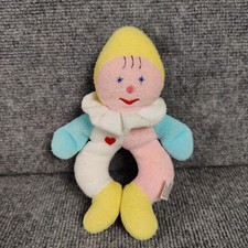 Gund Terry Cloth Plush Rattle Plush Lovey Squeaker Pastel Pink Blue Baby Toy 11
