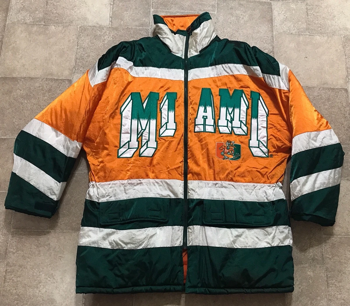 Vintage NCAA Miami Hurricanes Winter Full Zip Jacket Mens Size
