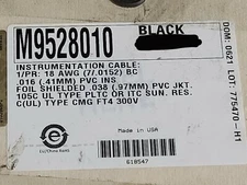 Alpha Wire M9528010 18/1P Shielded Twisted Pair PLTC/ITC Tray Cable Black /50ft