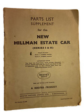 the new hillman estate car 1957 KG484 rootes catalogue parts list supplementBOOK