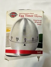 Kitchen Timer Mechanical 60 Minute Long Ring Stainless Steel Norpro Egg Timer