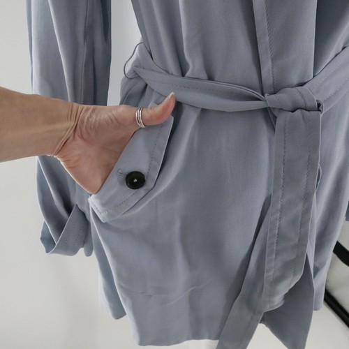 Express Trench Coat Womens XS Blue Classic Timeless Old Money Light Academia NWT - Picture 6 of 16