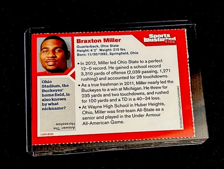 BRAXTON MILLER ROOKIE SPORTS ILLUSTRATED FOR KIDS SI 2013 OHIO STATE NM+ - Image 2 of 2