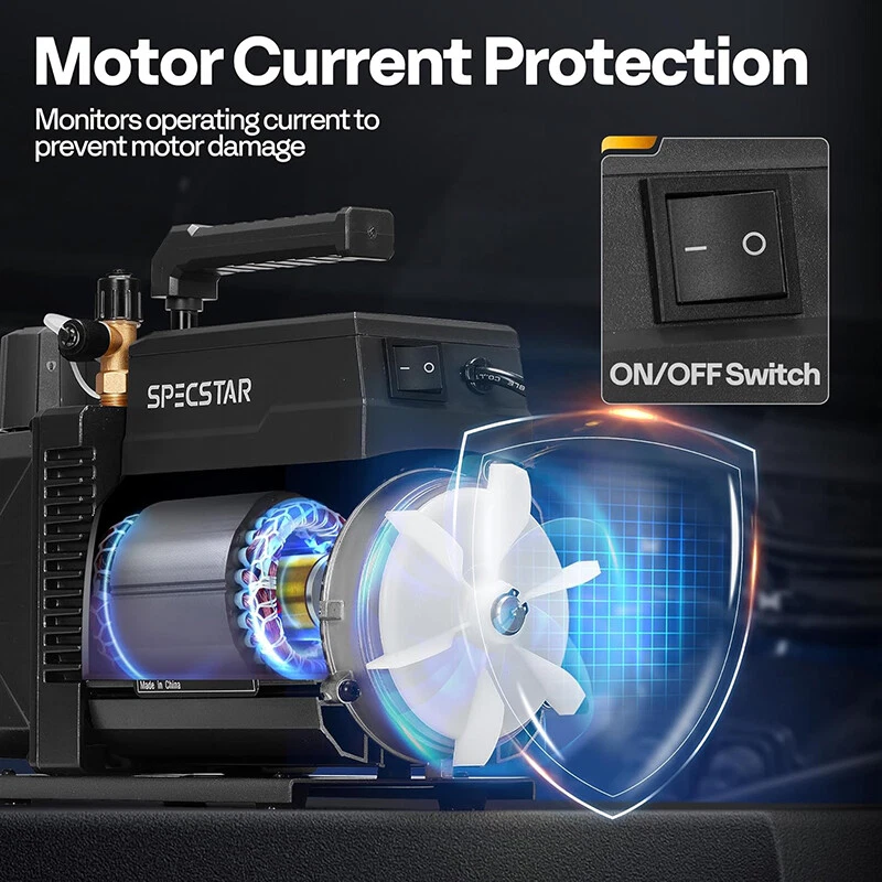 Bomba de vacío de aire HVAC de doble etapa con botella de aceite 110 V 9,6 CFM 1 HP con paletas rotativas Foto 4 de 4
