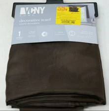 VCNY Home Infinity Sheer Rod Pocket Window Scarf Valance in Chocolate