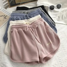 Women's Letter Embroidery Loose Casual High Waist Elastic Wide Leg Sports Shorts