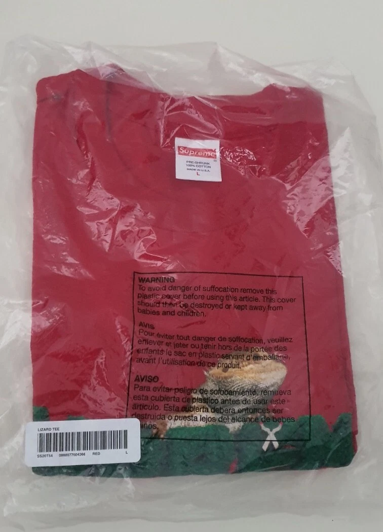T shirt rouge SS20 Supreme Lizard neuf et jamais ouvert taille L Large 