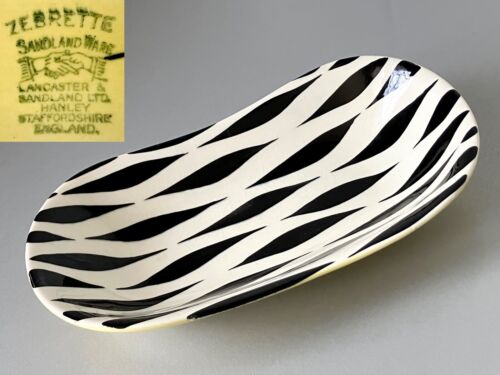 RARE vintage 1950's LANCASTER SANDLAND WARE England ZEBRETTE ART POTTERY DISH