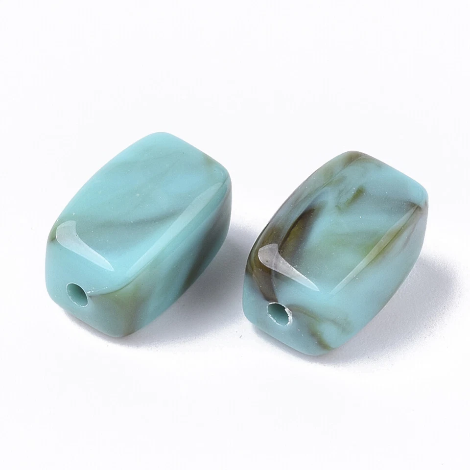 Turquoise Rectangle Beads - Acrylic - 13mm -Imitation Gemstone - Pack of 20 - Image 2 of 3