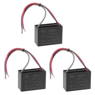 Metallized Film Ceiling Fan Capacitor CBB61 5/5uF 250V AC 3 Wires 3Pcs