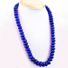 505,00 kt Erdabbau blauer Saphir runde Form geschnitzte Perlen Halskette NK 61E37