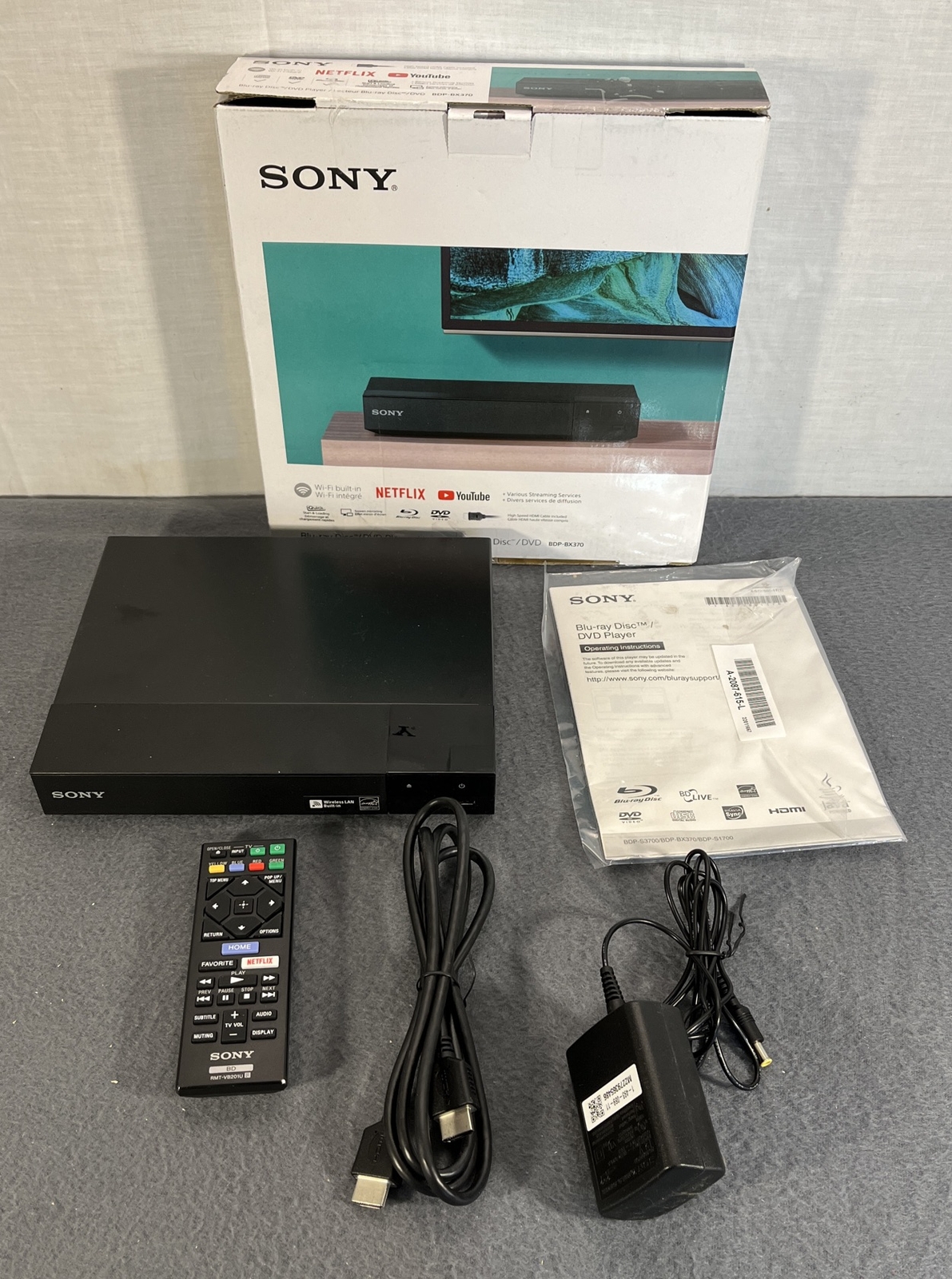 Sony BDPBX370 Bluray Disc Player with builtin WiFi & HDMI w/ Remote