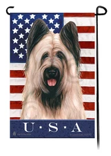 Patriotic USA Garden Flag - Cropped Light Fawn Briard 237D