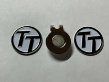 (2) Rare Fine Quality 1" Flat Coin Style Golf Markers With Bonus Hat Clip 