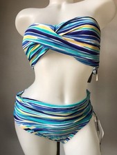 NWT CARMEN MARC VALVO LAPIS TWIST BANDEAU HIGH WAIST BIKINI SWIMSUIT L LARGE SFS