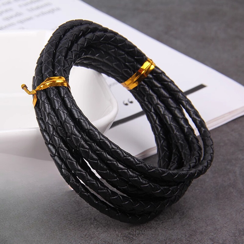 4mm Woven Faux Leather Cord Braid Rope Material for Jewelry Making