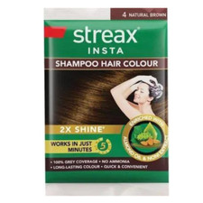 Streax Insta Natural Brown Hair Colour Shampoo, 18 ml  in Packs of 5, 10, 15 