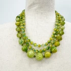 vintage long strand of green & blue beads Beaded Necklace costume jewelry
