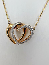 Swarovski Double Heart Necklace Interlocking Love Pendant Crystal USED PREOWNED