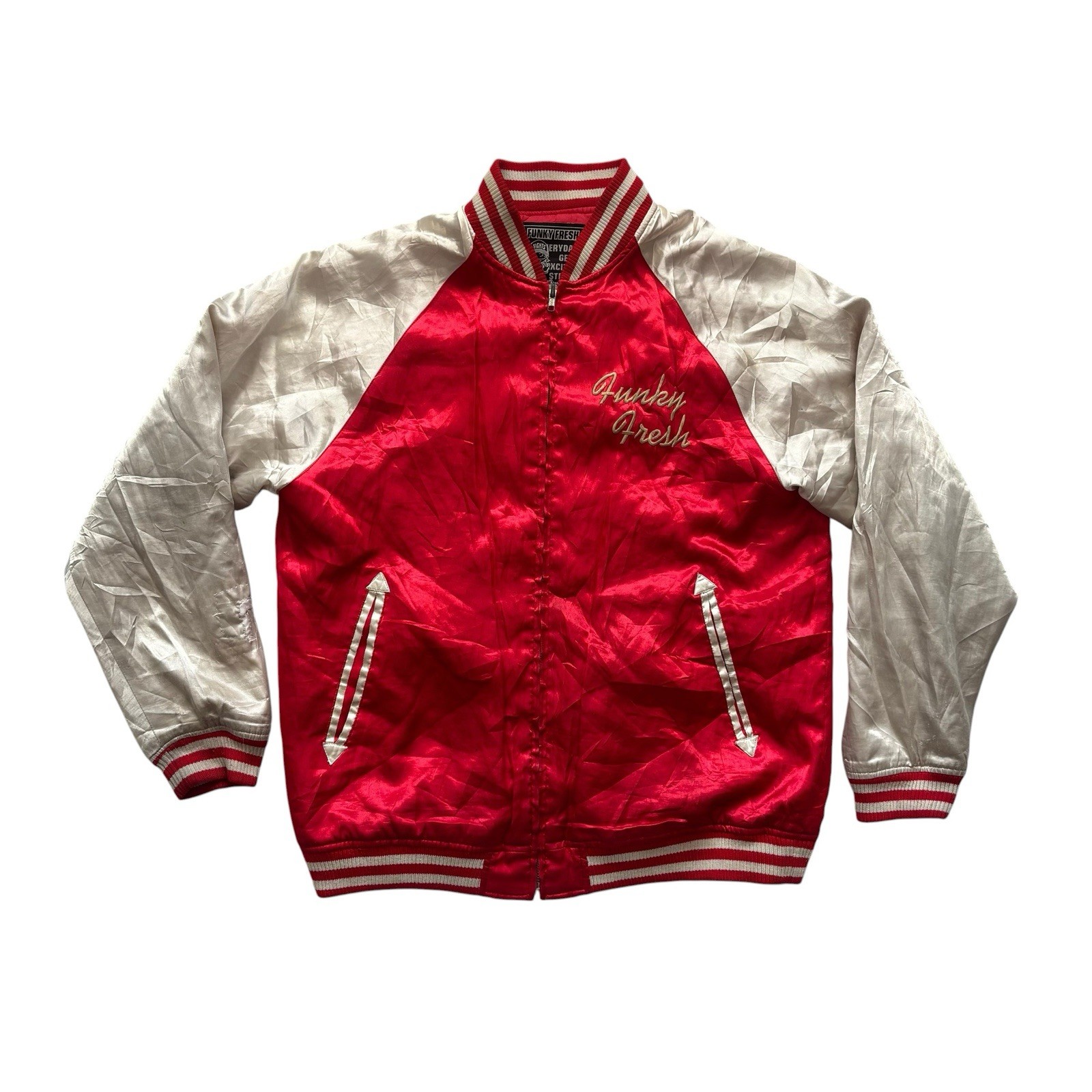 Vintage Mens Japanese Bomber Jacket 90s Red Embroidered Streetwear Medium 40 image 2