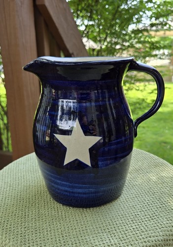 Vintage Marshall Pottery Pottery Stoneware Ceramic Pitcher Texas Flag 7.5" - Picture 2 of 15