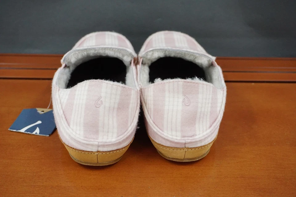 OluKai Nohea Palaka Shoes Womens 9 Pink Plaid Slip On Slippers Casual Comfort - Image 4 of 4