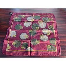 Vintage Burgundy Silk Handkerchief Geometric Italian 80s 90s