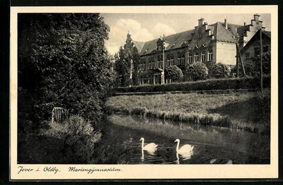 Jever i. Oldbg., postcard, view of Mariengymnasium 