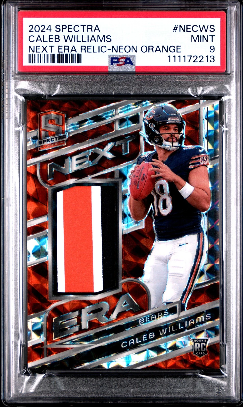 Caleb Williams Panini Spectra Next ERA Relics #NECWS Neon Orange