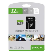 PNY 32GB Elite Class 10 U1 microSDHC Flash Memory Card W/ Adapter - Open Box