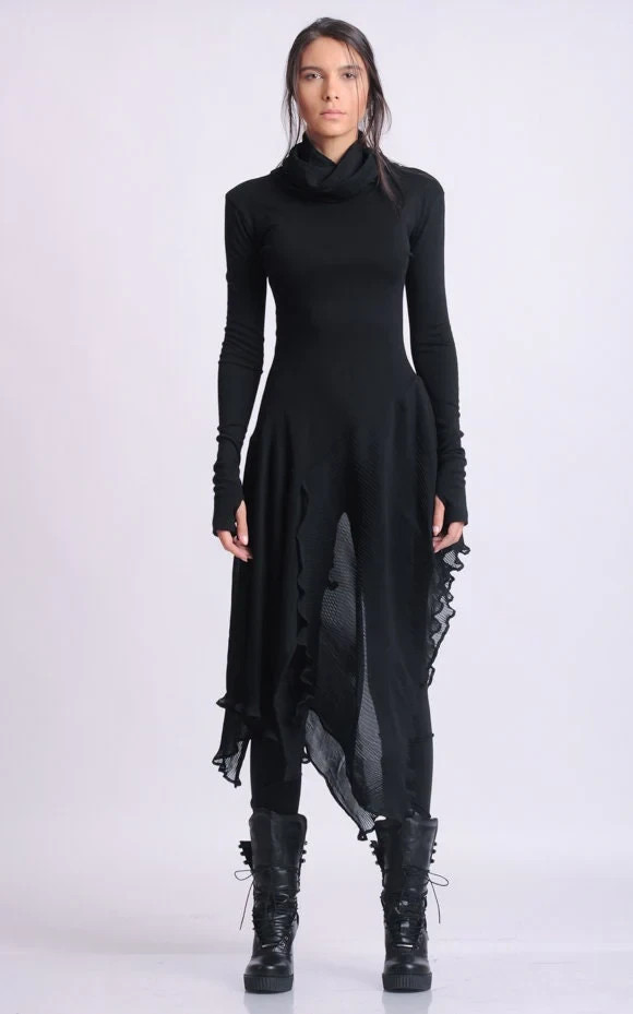 NWT Metamorphoza Black Chiffon & Cotton Pleated Dress Tunic XXL