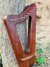 Handmade Rosewood 10 String Lyre Harp Metal Strings Decorative Triangular Design