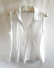 Loft white v-neck tuck front cotton blend sleeveless top *Sz MP*