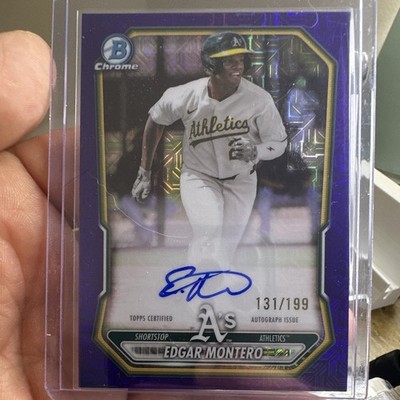 Edgar Montero 2025 Bowman Chrome Topps Auto Purple /199 Athletics BMA-EM