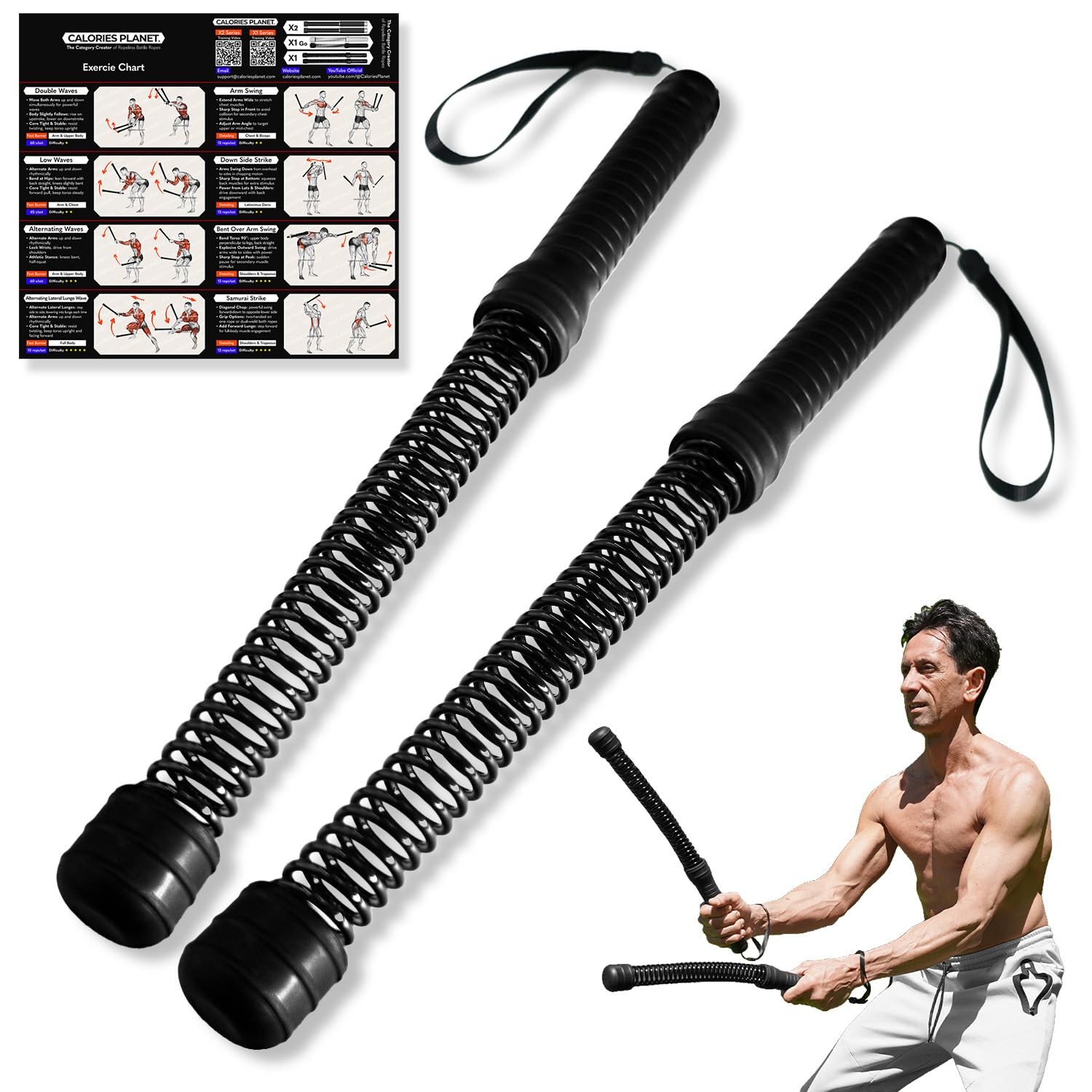 X1 Go Ropeless Battle Rope for Home Gym, HIIT Workouts, Low-Impact Cardio Tra...
