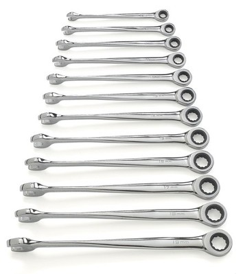 GEARWRENCH 12 Pc. 12 Pt. XL X-Beam Ratcheting Combination Wrench Set, Metric ...