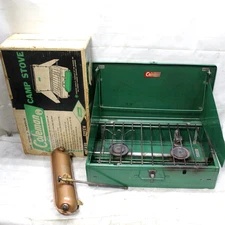 Coleman 413E Two Burner Camp Stove Wichita Kansas Copper Fuel Tank With Box